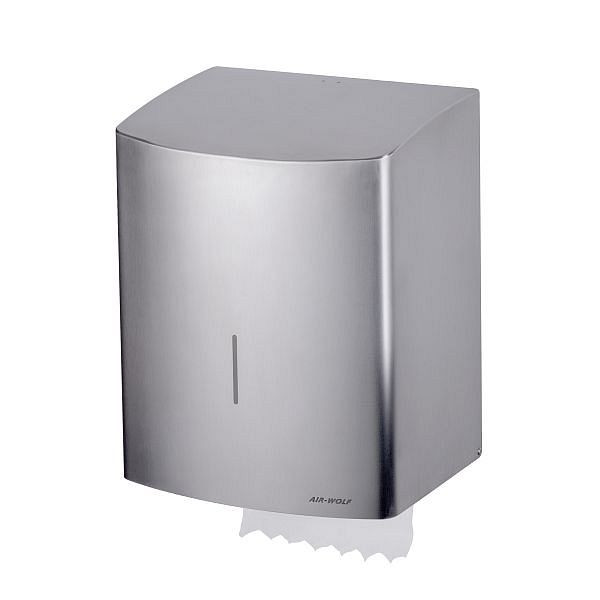 Distributeur d'essuie-mains en rouleau autotaraudeur Air Wolf, série Alpha, H x L x P : 383 x 306 x 236 mm, acier inoxydable brossé, 60-152