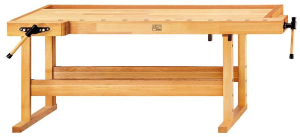Banc de rabotage ANKE; 2220x850x890 mm; Pince avant d'envergure 155 mm, pince arrière 160 mm, version poids moyen; pour le professionnel; avec 1 paire de crochets de banc rectangulaires