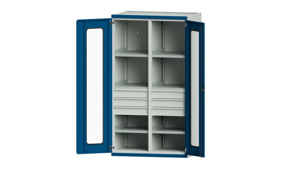 Etablis ANKE, armoire pour charges lourdes, modèle 203, 1085 x 690 x 1950 mm, zone de visualisation en plexiglas, RAL 7035/5010, 621.073
