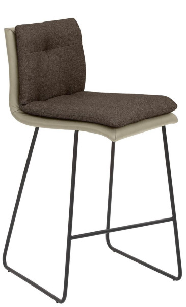 Tabouret de comptoir Mayer Sitzmöbel , piètement luge noir, avec coussin intérieur supplémentaire, hauteur d'assise 67 cm, taupe/marron chocolat, 1231_K3_126