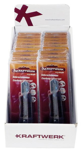 Présentoir Kraftwerk avec couteau à tapis 5 lames de rechange 165mm 18mm 20pcs, 901.309.000
