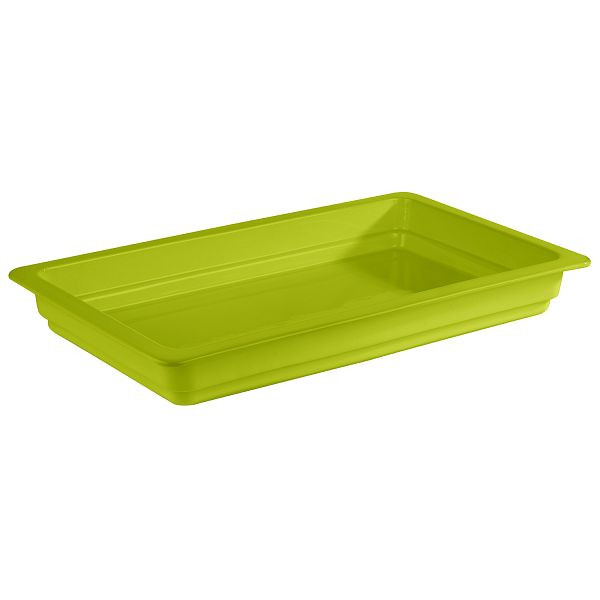 Récipient APS GN 1/1, 53 x 32,5 x 6 cm, porcelaine, vert, résistant à la chaleur jusqu'à 220°C, 7,1 litres, 82271