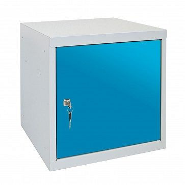 Serrure à cylindre pour casier pour objets de valeur ADB, dimensions du corps LxlxH 400x400x400 mm, couleur du corps : gris/bleu, RAL 7035/5012, 41204