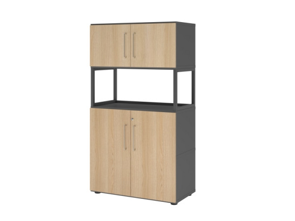 Armoire combinée Hammerbacher, 4OH, graphite/chêne, VFW48K5RG/G/E/BS