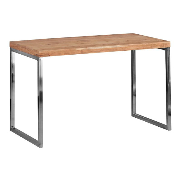 Bureau Wohnling GUNA en bois d'acacia massif 120 x 60 cm, maison de campagne, avec pieds en métal, WL1.788