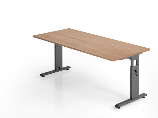 Bureau Hammerbacher OS19, 180 x 80 cm, plateau : noyer, épaisseur 25 mm, chant ABS 2 mm, forme rectangulaire, VOS19/N/G
