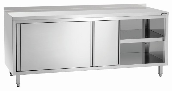 Armoire de travail Bartscher, B2000, dosseret, portes coulissantes, étagère intermédiaire, 338207