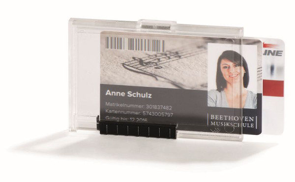 Porte-cartes DURABLE PUSHBOX DUO, transparent, paquet de 10, 892119
