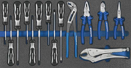 Bedrunka+Hirth insert d'outil, jeu de pinces et de tournevis, 14 pièces, dimensions en mm (LxPxH) : 600 x 300 x 25, 08.88.206