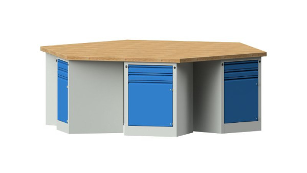 Etablis ANKE Etabli de groupe, modèle 802 EG, 2700 x 2340 x 900 mm, RAL 7035/5012, BMP 50 mm, 520.303