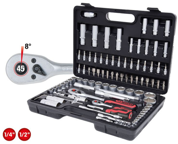KS Tools Jeu de clés à douilles 1/4"+1/2", 96 pièces, 917.0796