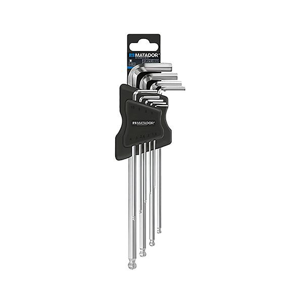 Jeu de tournevis coudés MATADOR, longs, 6 pans, tête sphérique, 1,5 - 10 mm, 0442 9091