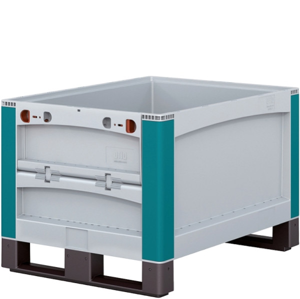 Conteneur pour charges lourdes BITO SL avec patin / rabat /SLK 86424K 800x600x420 rabat de patin à l'avant, C0814-0003