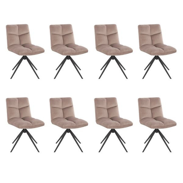 HOME DELUXE Lot de 8 chaises de salle à manger pivotantes NODA – Velours Marron Clair, 50879