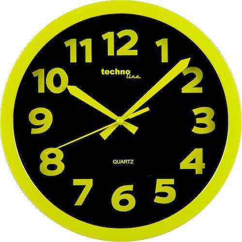 Horloge murale à quartz Technoline vert, plastique, dimensions : Ø 26 cm, WT 7420 vert