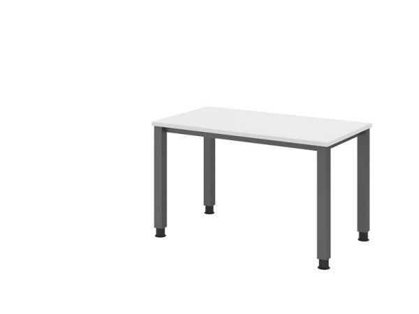 Bureau Hammerbacher QS612, 120 x 67 cm, plateau : blanc, épaisseur 25 mm, structure à 4 pieds en graphite (similaire à RAL 7012), hauteur de travail 68,5-81 cm, VQS612/W/G