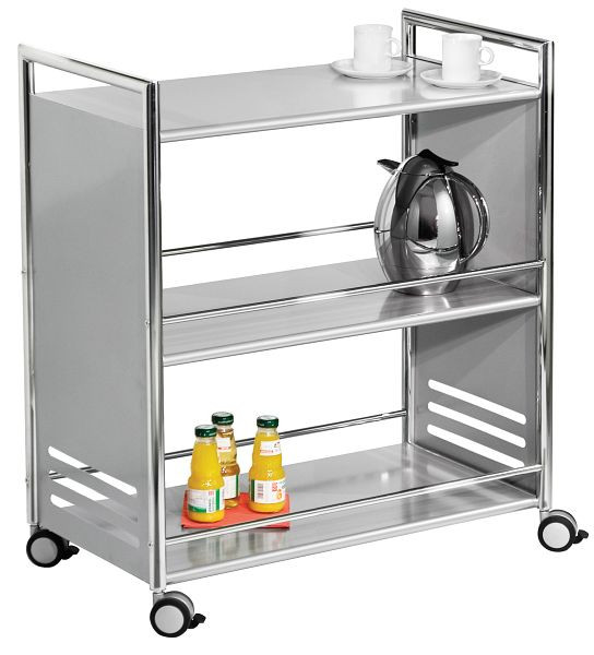 Kerkmann Artline chariot de service, L 700 x P 400 x H 840 mm, aluminium argent/chrome, 14337114