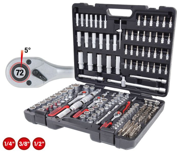 KS Tools Jeu de clés à douilles 1/4"+3/8"+1/2", 195 pièces, 917.0795