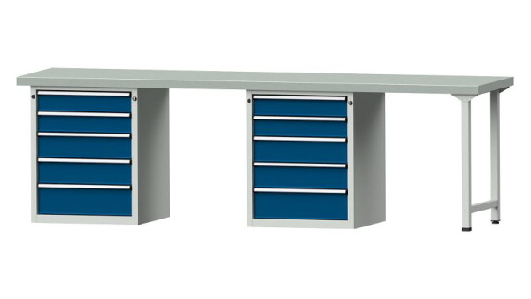 Établis ANKE Établi combiné, modèle 915 V, 2800 x 700 x 850 mm, RAL 7035/5010, ZBP 50 mm, 415.142