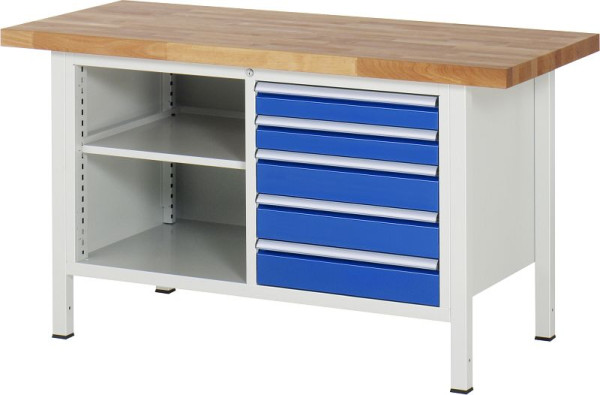 Etabli RAU série 8000 - modèle 8464, L1500 x P700 x H840-1040 mm, base système L1235 x P650 x H800-1000 mm, 03-8464A2-157B4H.11