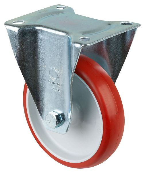 Rouleau de transport BS rollers, largeur de roue 35 mm, roue Ø 150 mm, capacité de charge 240 kg, polyuréthane rouge, corps de roue en plastique, roulement à rouleaux, plaque, L410.B31.150