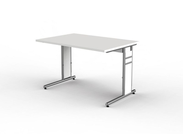 Bureau Kerkmann avec pied en C, forme 4, L 1200 x P 800 x H 680-820 mm, blanc, 11410010