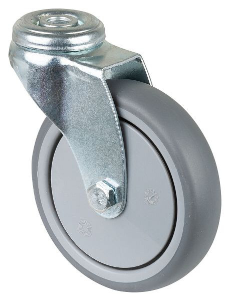 Rouleau d'appareil BS rollers, largeur de roue 24 mm, roue Ø 100 mm, capacité de charge 70 kg, bande de roulement en caoutchouc gris, roulement à billes, lot de 4, A301.A85.100