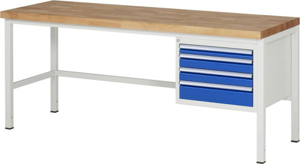 Etabli RAU série 8000 - modèle 8132, L2000 x P700 x H840-1040 mm, base système L1995 x P650 x H800-1000 mm, 03-8132A1-207B4H.11