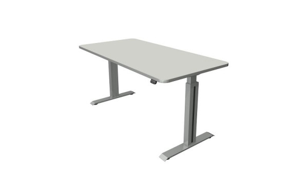 Kerkmann table debout/assise L 1600 x P 800 mm, argent, réglable en hauteur électriquement de 740 à 1230 mm, gris clair/argent, 10175911