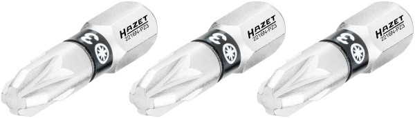 Embout Hazet, 6 pans plein 6,3 (1/4 pouce), profil Pozidriv PZ, PZ3, nombre d'outils : 3, ouverture de clé : PZ3, 2216N-PZ3/3