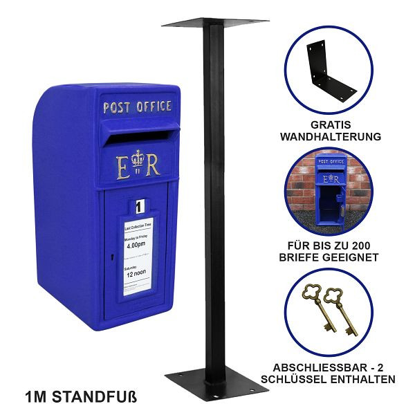 Boîte aux lettres Monster avec support au sol bleu, 27894