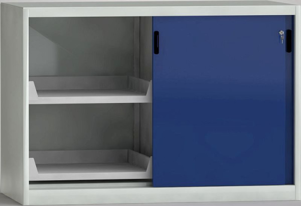 Armoire à portes coulissantes KLW comme armoire côté machine 1000 x 1500 x 815 H x L x P avec portes coulissantes verrouillables, cloison centrale, 7SS-ST1000ETB-007MPB