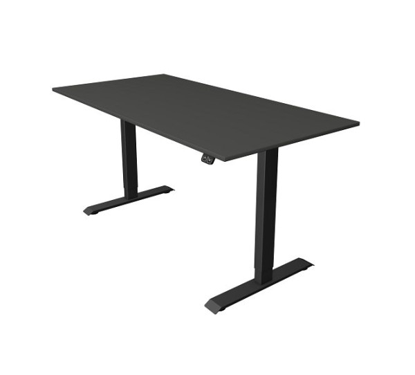 Table assis/debout Kerkmann L 1600 x P 800 mm, réglable en hauteur électriquement de 740 à 1230 mm, anthracite, 10181713