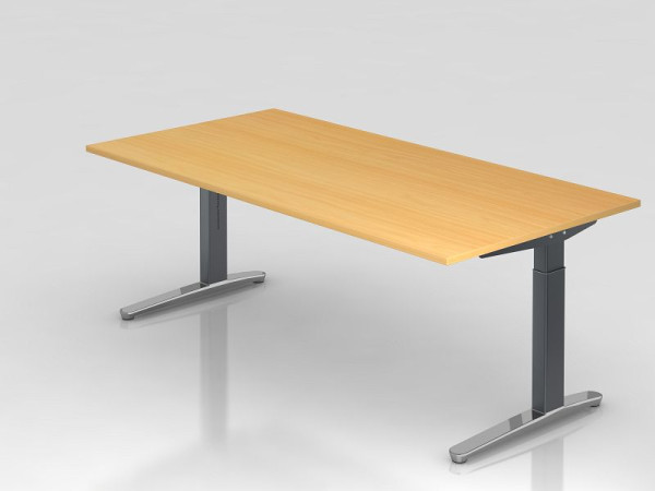 Bureau Hammerbacher base C 200x100cm hêtre/graphite (poli), forme rectangulaire, VXB2E/6/GC