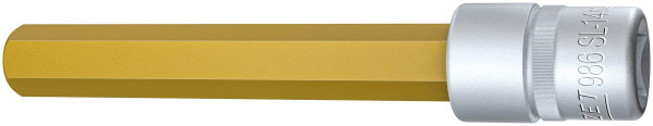 Douille tournevis Hazet, carré creux 12,5 mm, profil six pans creux, 14 mm, version extra longue avec moletage, 986SL-14