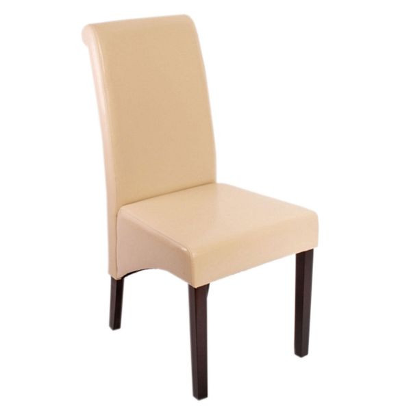 Mendler, lot de 2, chaise de salle à manger, chaise de cuisine, chaise M37, cuir, crème, pieds foncés, 20073