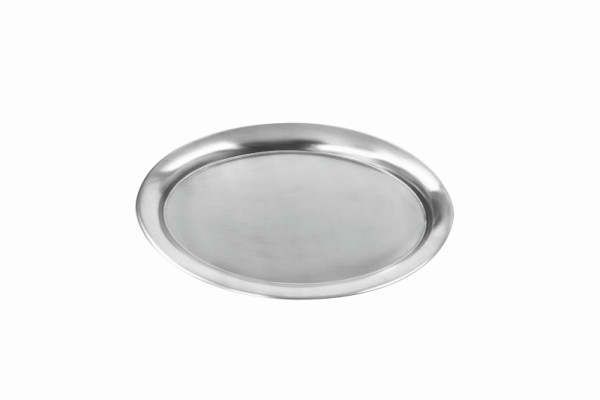 Plateau de service ovale Schneider 19,5 x 26,5 cm, acier inoxydable, avec bord à rebord, mat, 155042