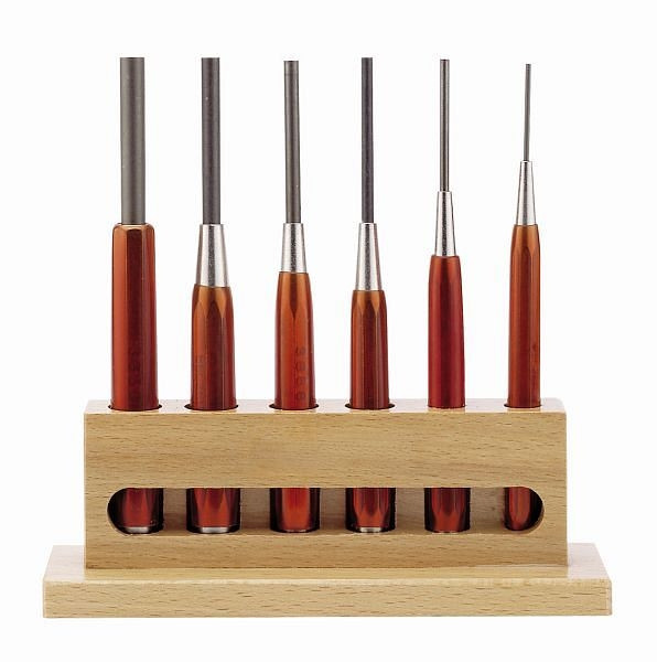 Jeu de chasse-goupilles Bahco, 6 pièces, support en bois, 3658A/6