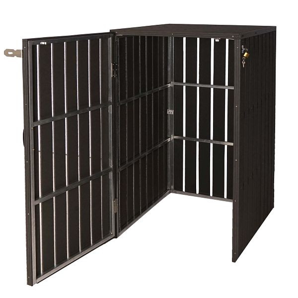 Mendler XL 1/2 WPC revêtement de poubelle à roulettes HWC-J28, poubelle à roulettes, aspect métal bois, extensible, anthracite, 75981+75982