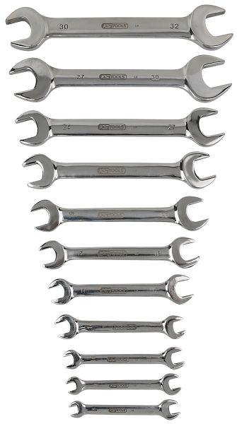 KS Tools jeu de clés à fourche doubles en acier inoxydable, 11 pièces, coudées, 964.2245