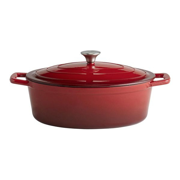 Plat à rôtir APS avec couvercle "5 ÉTOILES", en fonte, adapté à l'induction, va au four, avec support de couvercle, 33 x 25 cm, 5 litres, rouge, 88308