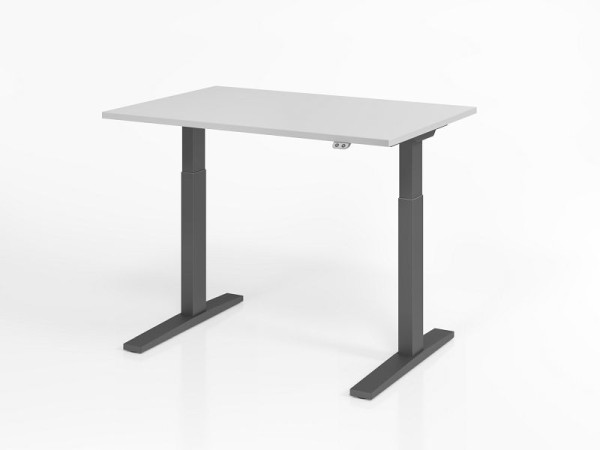 Bureau Hammerbacher XMKA12, 120 x 80 cm, plateau : gris, épaisseur 25 mm, chant épais en ABS, forme rectangulaire, graphite, VXMKA12/5/G