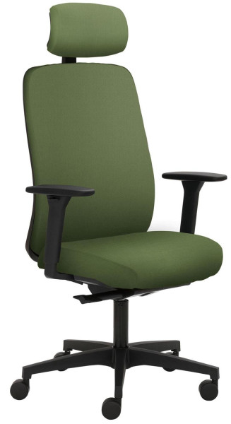 Chaise pivotante Mayer Sitzmöbel , piètement en plastique, accoudoirs réglables en hauteur, appui-tête rembourré, vert fougère, 2229_AV1D_KS_SYM++_30613