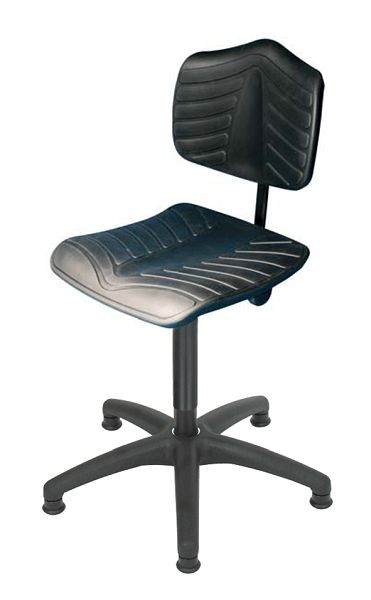 Lotz Chaise de travail "Soft" PU-soft, noir, système de mousse 15 Shore, hauteur d'assise 440 - 630 mm, piètement en plastique, Ø 630 mm, patins, 7540.01