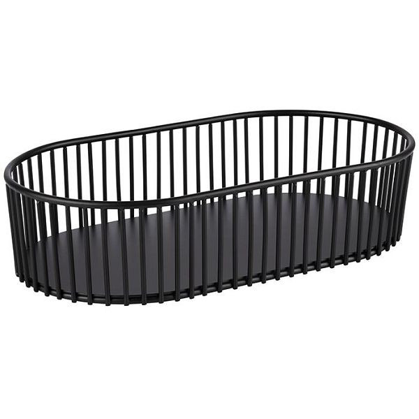 Panier APS, 29 x 16 cm, hauteur : 7 cm, ovale, métal, noir, 30337