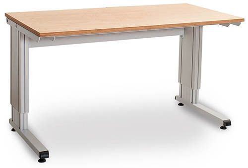 Bedrunka+Hirth table de base powerline C, plateau en hêtre multiplex 40 mm, standard avec interrupteur manuel pour le réglage de la hauteur, largeur 1500 mm, CF.150.75BM