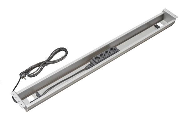 Chemin de câbles Hammerbacher KC16, pour table 160, couleur : argent, largeur : 126,2 cm, hauteur : 9,3 cm, VKC16/S