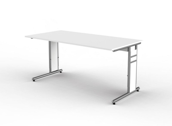 Bureau Kerkmann avec pied en C, forme 4, L 1600 x P 800 x H 680-820 mm, blanc, 11410110