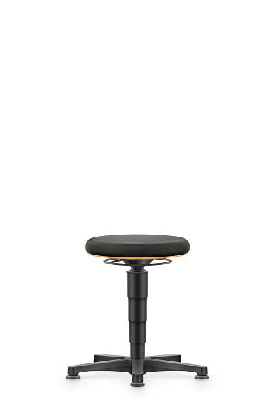 Tabouret bimos Allround avec patins, tissu noir, hauteur d'assise 450-650 mm, anneau orange, 9460-6801-3279