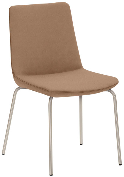 Chaise Mayer Sitzmöbel , structure à 4 pieds, aspect acier inoxydable chromé brossé, hauteur d'assise 49 cm, marron clair, 2008_V4_30485